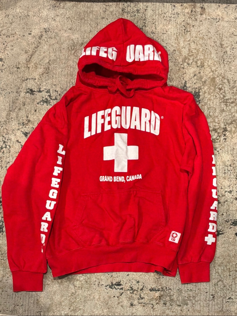 Lifeguard Graphic Hooded Sweater - Red - Grand Bend